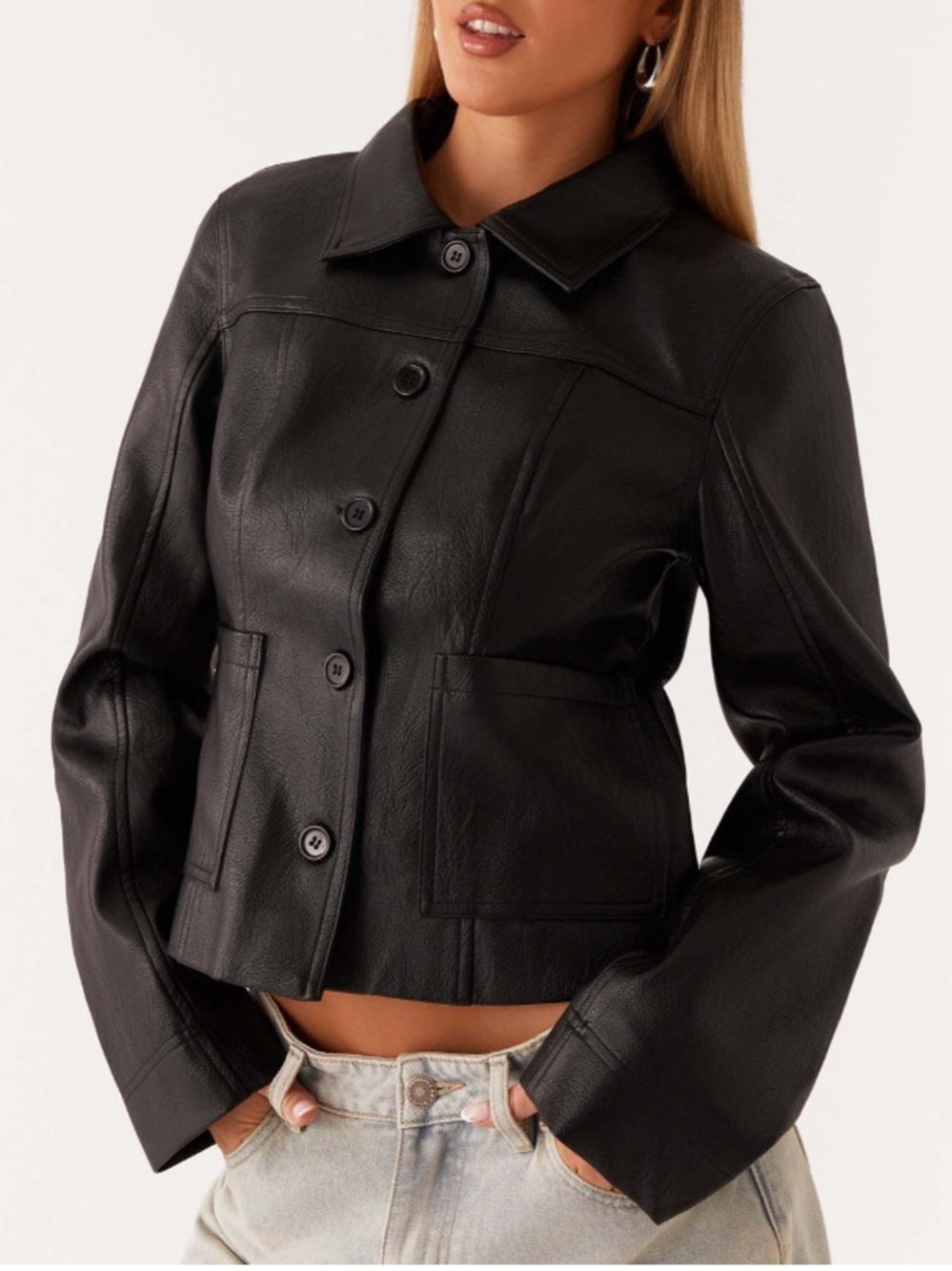 Peppermayo Verona Faux Leather Jacket - Black L/XL